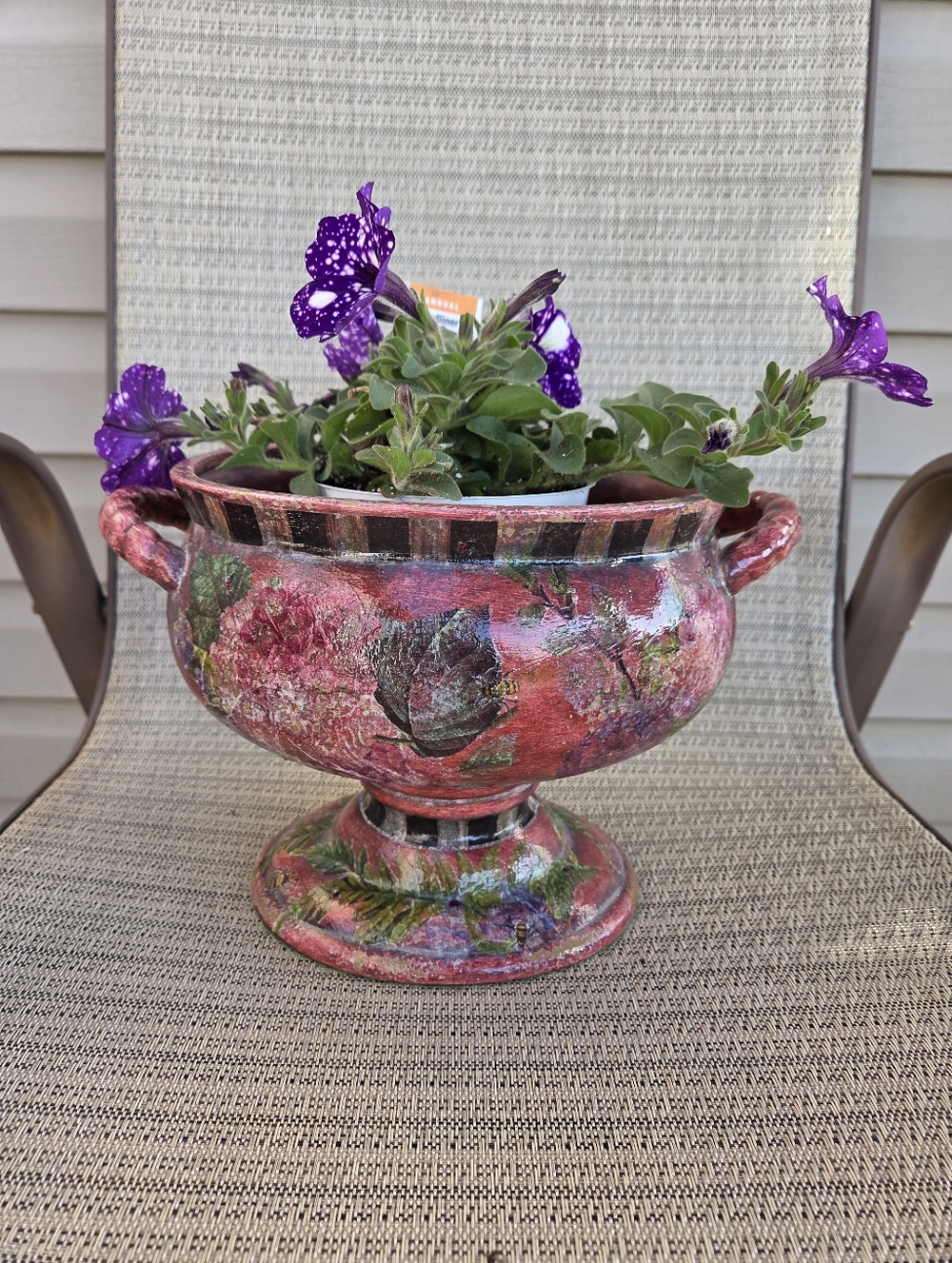Mackenzie Childs Courtly Checked Inspired Design Vintage Planter